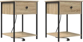 vidaXL Κομοδίνο 2 τεμ. Δρύς Sonoma 42 x 41 x 56 εκ. Επεξεργασμένο Ξύλο
