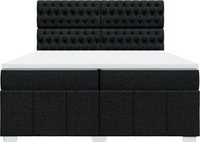 vidaXL Κρεβάτι Boxspring με Στρώμα Μαύρο 200x200 εκ. Υφασμάτινο