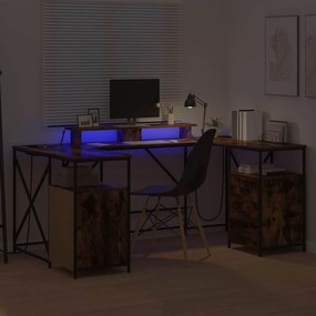 vidaXL Γραφείο Καπνιστό Δρύς Επεξεργασμένο Ξύλο 182 x 101 x 87,5 εκ