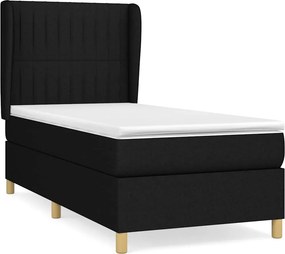 vidaXL Κρεβάτι Boxspring με Στρώμα Μαύρο 90x200 εκ. Υφασμάτινο