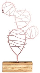 Διακοσμητικό Επιτραπέζιο Cactus Round 533BSG1115 17x3,5x40cm Natural-Bronze Aberto Design Μέταλλο,Ξύλο