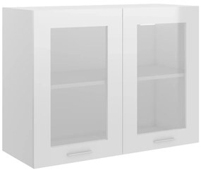 Ντουλάπι Κρεμαστό με Τζάμι Γυαλ. Λευκό 80x31x60 εκ. Μοριοσανίδα - Λευκό