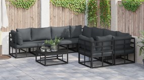 vidaXL Σετ Καναπέ Κήπου 9 pcs Μαύρο 70 x 70 x 32 εκ Αλουμίνιο