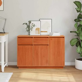 vidaXL Πλαϊνό γραφείο Καφέ κεριού 110 x 34 x 75 εκ Μασίφ ξύλο πεύκου