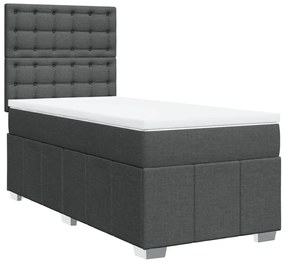 vidaXL Κρεβάτι Boxspring με Στρώμα Σκούρο Γκρι 80x200 εκ. Υφασμάτινο