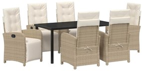 vidaXL Σέτ φαγητού για κήπο 7 pcs Μπεζ συνθετικό ρατάν