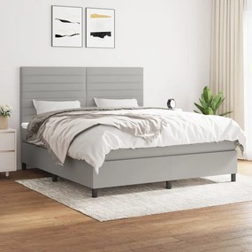 vidaXL Κρεβάτι Boxspring με Στρώμα Ανοιχτό Γκρι 180x200 εκ. Υφασμάτινο