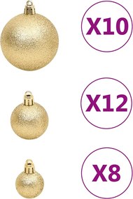 vidaXL Σετ Μπάλες Χριστουγεννιάτικες 111 τεμ. Χρυσές από Πολυστυρένιο