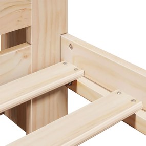 Κρεβάτι Βιβλιοθήκη Χωρίς Στρώμα 120x190 εκ Μασίφ Ξύλο Πεύκου - Καφέ