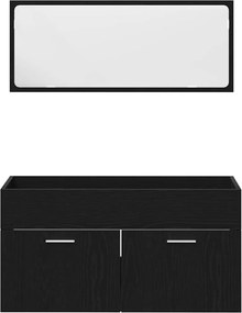 vidaXL Σετ Επίπλων Μπάνιου με ράφι 4 pcs Μαύρη Οξυά Επεξεργασμένο ξύλο