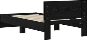vidaXL Κρεβάτι με Κεφαλάρι Μαύρη Δρυς 90 x 190 cm Επεξεργασμένο ξύλο