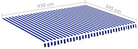 vidaXL Τεντόπανο Ανταλλακτικό Μπλε / Λευκό 4,5 x 3,5 μ.