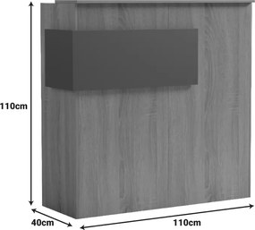 Γραφείο reception Optima pakoworld με led λευκό-sonoma 110x40x110εκ