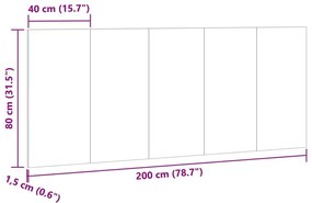 κεφαλάρι κρεβατιού Παλιό ξύλο 200x1,5x80 cm Κατασκευασμένο ξύλο - Καφέ