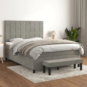 ΚΡΕΒΑΤΙ BOXSPRING ΜΕ ΣΤΡΩΜΑ ΑΝΟΙΧΤΟ ΓΚΡΙ 140X200 ΕΚ. ΒΕΛΟΥΔΙΝΟ 3137845