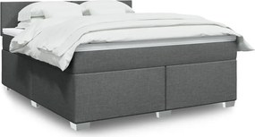 vidaXL Κρεβάτι Boxspring με Στρώμα Σκούρο Γκρι 180x200 εκ Υφασμάτιν