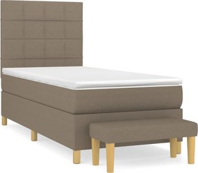 vidaXL Κρεβάτι Boxspring με Στρώμα Taupe 100 x 200 εκ. Υφασμάτινο