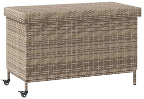 vidaXL Κουτί Αποθήκευσης Κήπου με Ρόδες 110x55x73 εκ. Συνθετικό Ρατάν