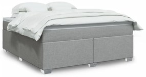 Κρεβάτι Boxspring με Στρώμα Ανοιχτό Γκρι 180x200 εκ. Υφασμάτινο - Γκρι