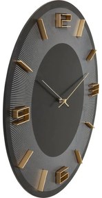 Ρολόι Τοίχου Leonardo Μαύρο-Χρυσό Αλουμίνιο Ø48.5 εκ. 48.5x44685x48.5εκ - Γκρι