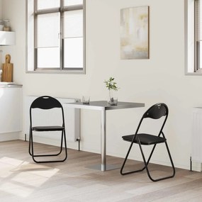 vidaXL Πτυσσόμενη Καρέκλα 2 pcs Μαύρο 48 x 43,5 x 81 εκ. Τεχνητό Δέρμα