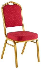 Καρέκλα συνεδρίου Hilton pakoworld στοιβαζόμενη ύφασμα κόκκινο-μέταλλο χρυσό 40x42x92εκ Model: 294-000001