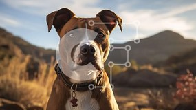 Intra Συλλεκτικό Ξύλινο Παζλ Plywood 4mm - Σκύλος μπόξερ σε βραχώδες έδαφος με βουνά Σε Ξύλινο Κουτί - Διαστάσεις: 10x10 cm – 25 κομμάτια