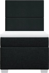 vidaXL Κρεβάτι Boxspring με Στρώμα Μαύρο 90x200 εκ. Υφασμάτινο