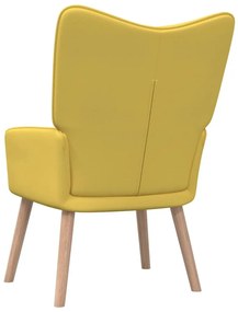 Πολυθρόνα Relax Κίτρινη Μουσταρδί Υφασμάτινη με Σκαμπό - Κίτρινο