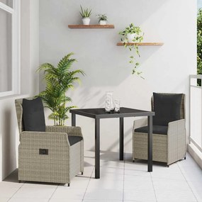vidaXL Σέτ φαγητού για κήπο 3 pcs Ανοιχτό γκρι συνθετικό ρατάν