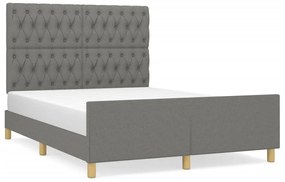 vidaXL Σκελετός Κρεβατιού Χωρίς Στρώμα Σκ. Γκρι 140x190 εκ. Υφασμάτινο