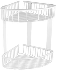 Καλάθι Γωνιακό Reti 96388866 Διπλό Σχαρωτό 21x21x33cm White Mat Karag Ανοξείδωτο Ατσάλι