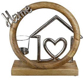 Θήκη Ρεσώ ArteLibre  'Home' Σπίτι Σε Κύκλο Φυσικό/Ασημί Ξύλο/Αλουμίνιο 9x27cm