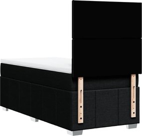 vidaXL Κρεβάτι Boxspring με Στρώμα Μαύρο 80 x 200 εκ. Υφασμάτινο