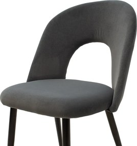 Καρέκλα Jonah pakoworld μεταλλική μαύρη βελουτέ ανθρακί