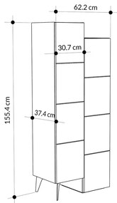 Ντουλάπι-στήλη Romane pakoworld φυσικό 62.2x37.4x155.4εκ - 119-001131