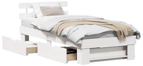 vidaXL Σκελετός Κρεβατιού Λευκό 90 x 200 cm Μασίφ ξύλο πεύκου