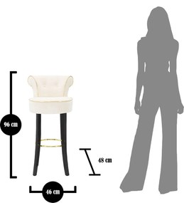 Σκαμπό Μπαρ Μπεζ LUXY 48x46x96