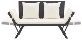 vidaXL Παγκάκι Κήπου Μαύρο 176 εκ. από Συνθετικό Ρατάν με Μαξιλάρια