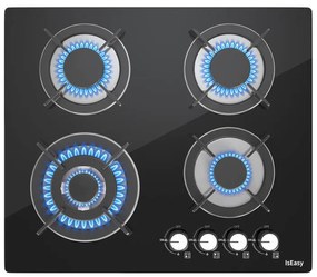 IsEasy MGBG-604B εστία αερίου τεσσάρων ζωνών με γυάλινο πάνελ