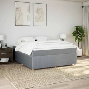 vidaXL Κρεβάτι Boxspring με Στρώμα Ανοιχτό Γκρι 180x200 εκ. Υφασμάτινο