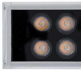 GloboStar WASHER-GAIA 90215 Μπάρα Φωτισμού Wall Washer LED 144W 12960lm 10° DC 24V Αδιάβροχο IP67 L100 x W7.3 x H4.3cm Θερμό Λευκό 2700K - Ασημί - 3 Years Warranty