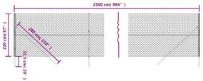 vidaXL Συρματόπλεγμα Περίφραξης Ασημί 2,2 x 25 μ.