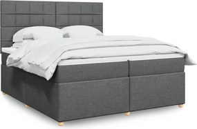vidaXL Κρεβάτι Boxspring με Στρώμα Σκούρο Γκρι 200x200 εκ. Υφασμάτινο