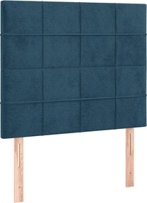 vidaXL Κρεβάτι Boxspring με Στρώμα Σκούρο Μπλε 100x200 εκ. Βελούδινο