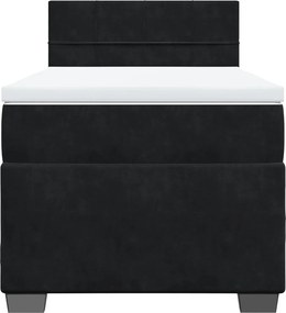 vidaXL Κρεβάτι Boxspring με Στρώμα Μαύρο 90x190 εκ. Βελούδινο