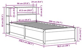 ΣΚΕΛΕΤΟΣ ΚΡΕΒ. ΧΩΡΙΣ ΣΤΡΩΜΑ ΛΕΥΚΟ 90X200 ΕΚ ΜΑΣΙΦ ΠΕΥΚΟ 3323435