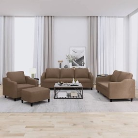 Πολυθρόνες Σετ 4 Τεμαχίων Καφέ από Ύφασμα με Μαξιλάρια 3201781
