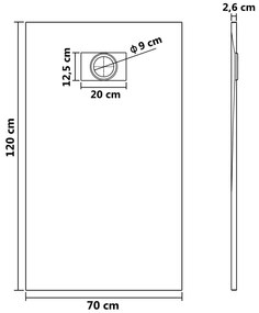 vidaXL Βάση Ντουζιέρας Μαύρη 120 x 70 εκ. από SMC