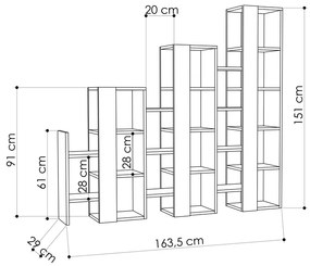 ΒΙΒΛΙΟΘΗΚΗ ΜΕΛΑΜΙΝΗΣ LIFT MEGAPAP ΧΡΩΜΑ ΑΝΘΡΑΚΙ 163,5X29X151ΕΚ.